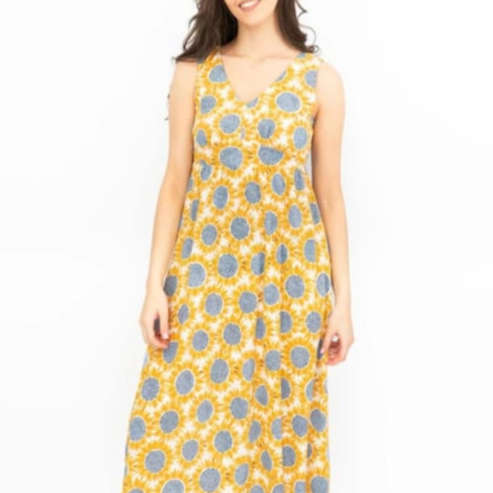 Seasalt Organic Cotton  Women's Polmanter Yellow Sunflower Dress